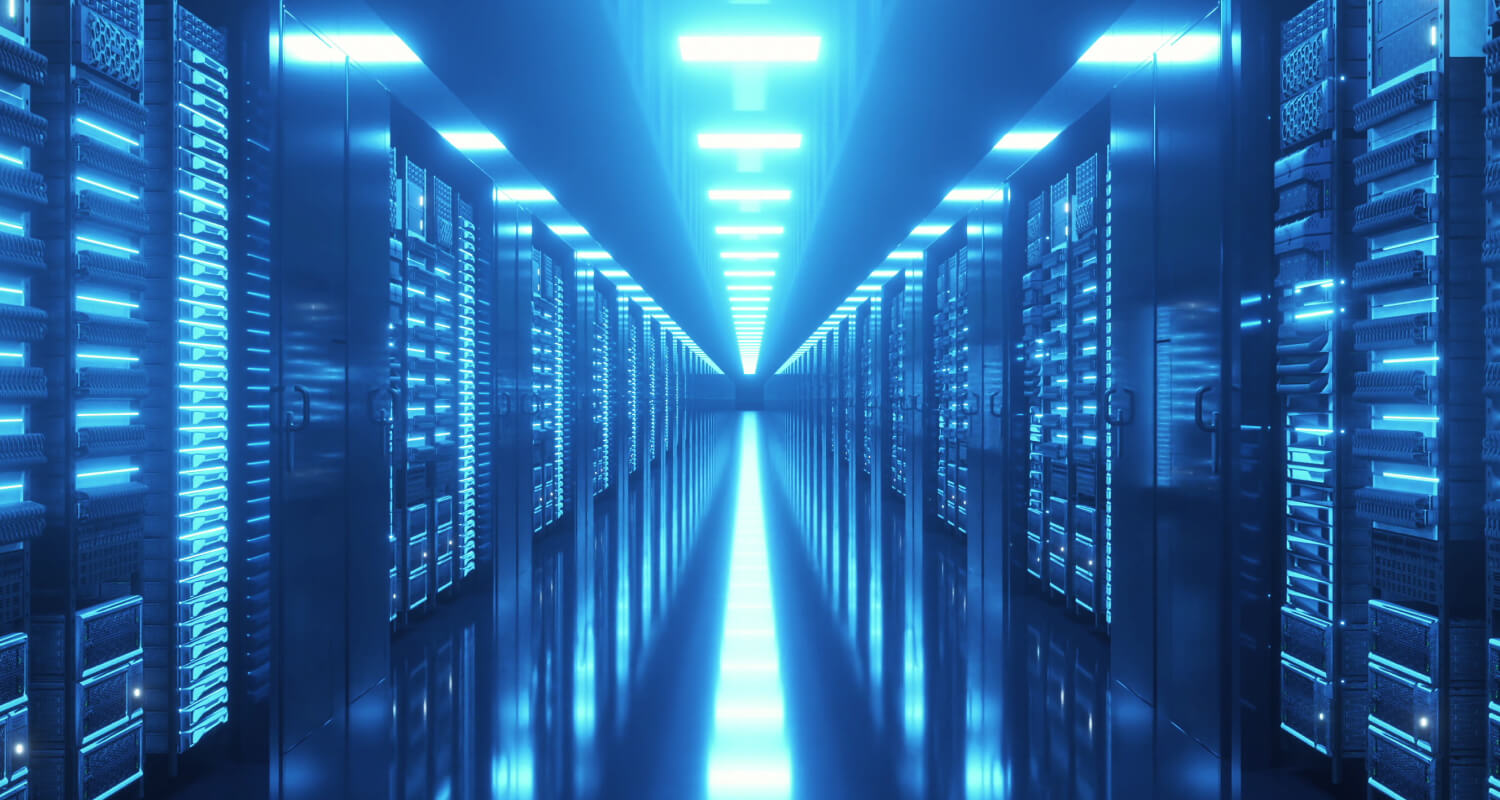futuristic hallway of computer data