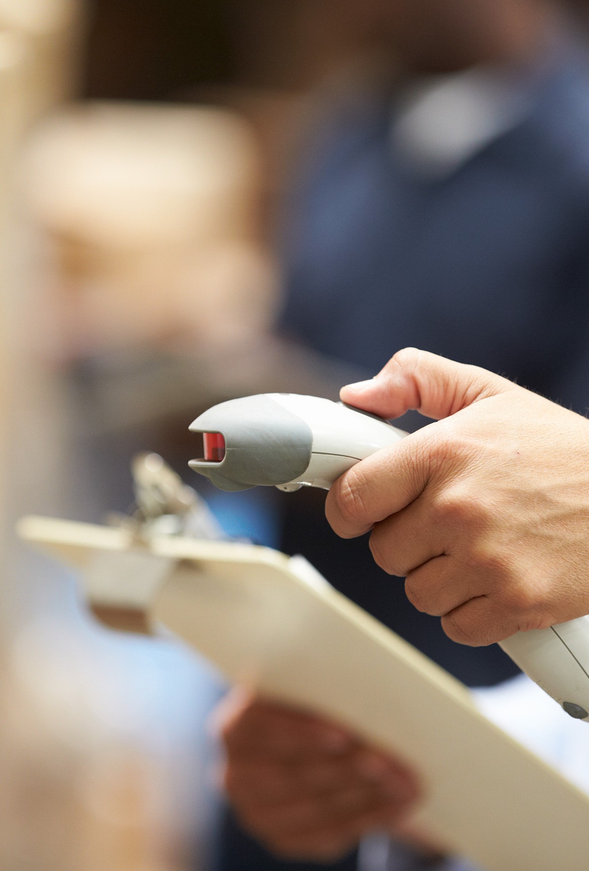 hand using a scan gun