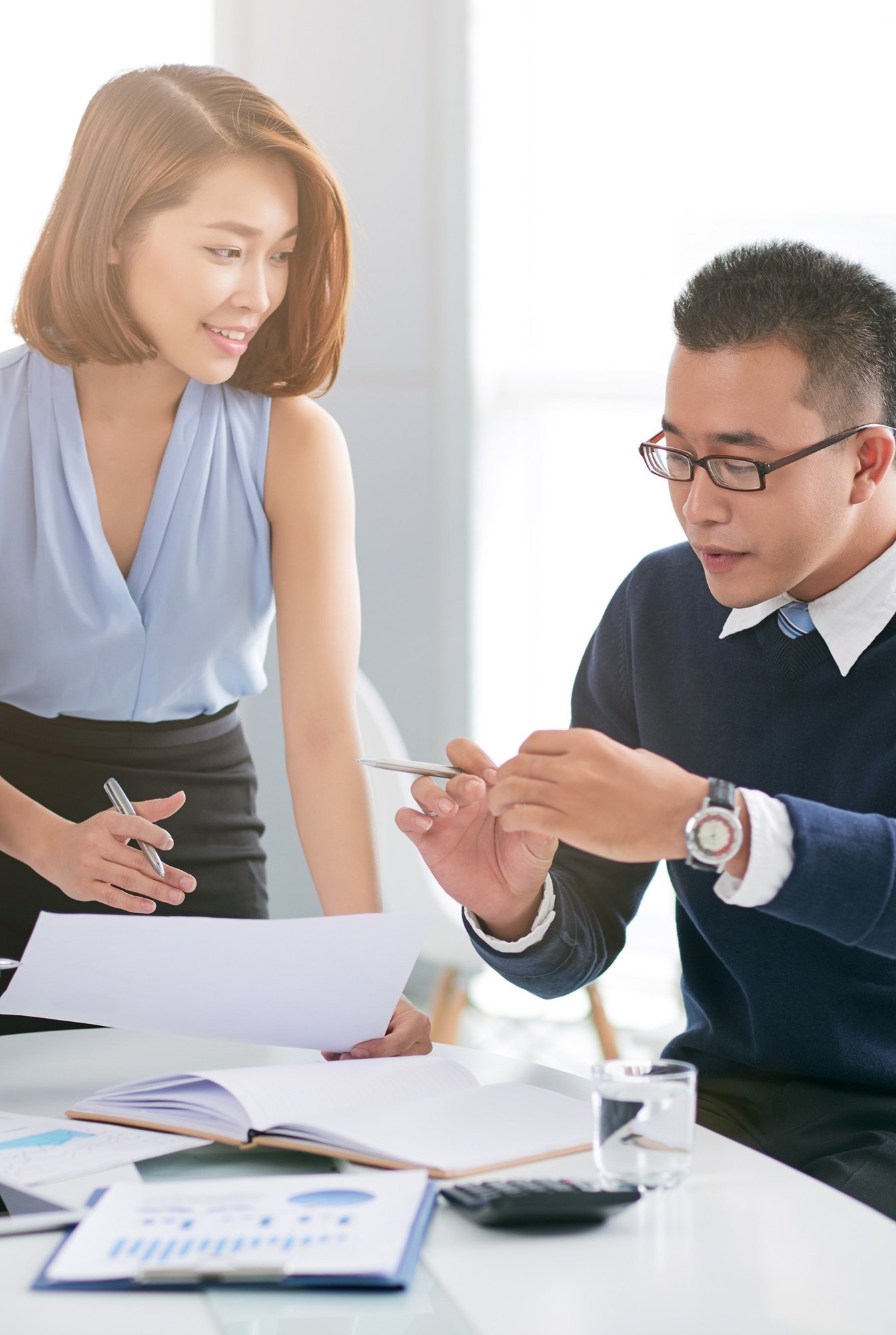 man and woman in business meeting